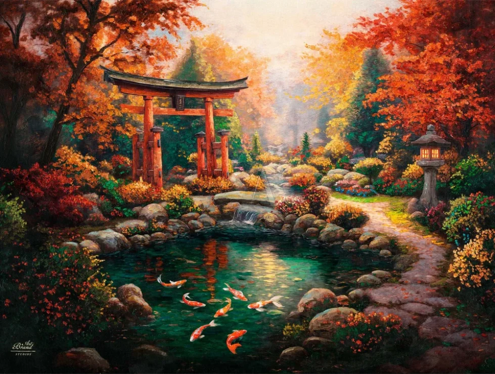 Garden of Tranquiity Japanese fall painting by Francisco Caballero from Art Brand Studios.