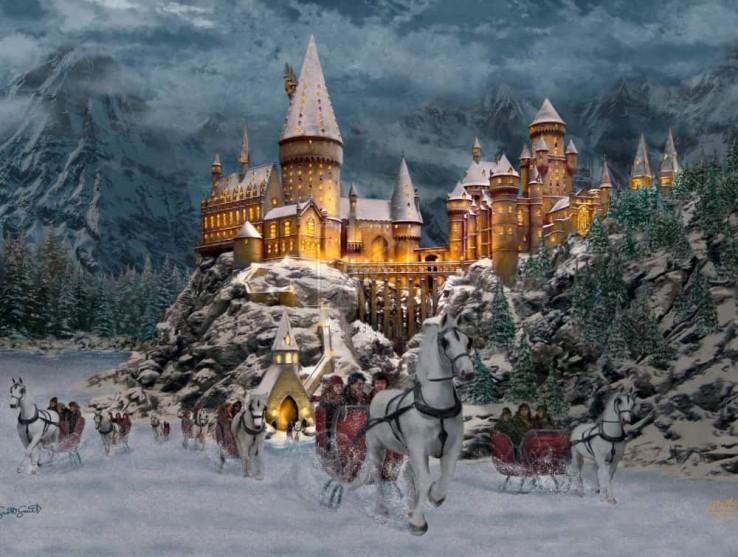 Hogwarts In Winter Painting Thomas Kinkade Studios