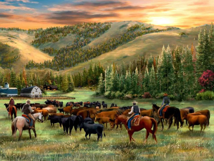 Yellowstone-Evening-Roundup Painting TK