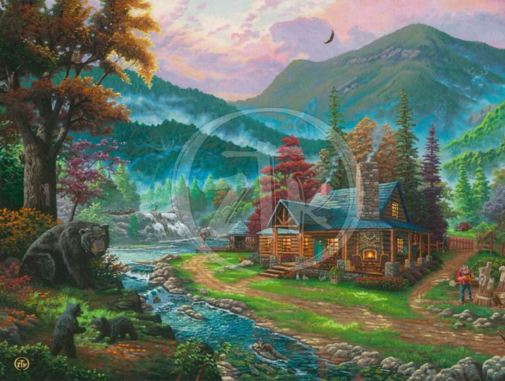 black-bear-cabin-painting zac kinkade