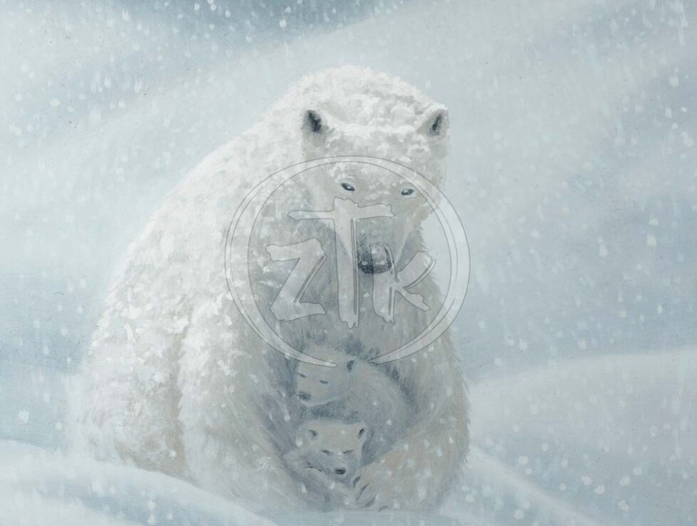 A Mother's Warmth - Zac Kinkade polar bear painting.