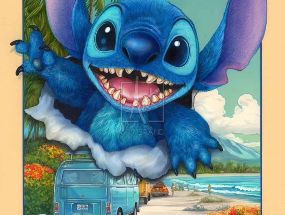 Thomas Kinkade Studios Disney Stitch - Welcome to Planet Earth! painting.