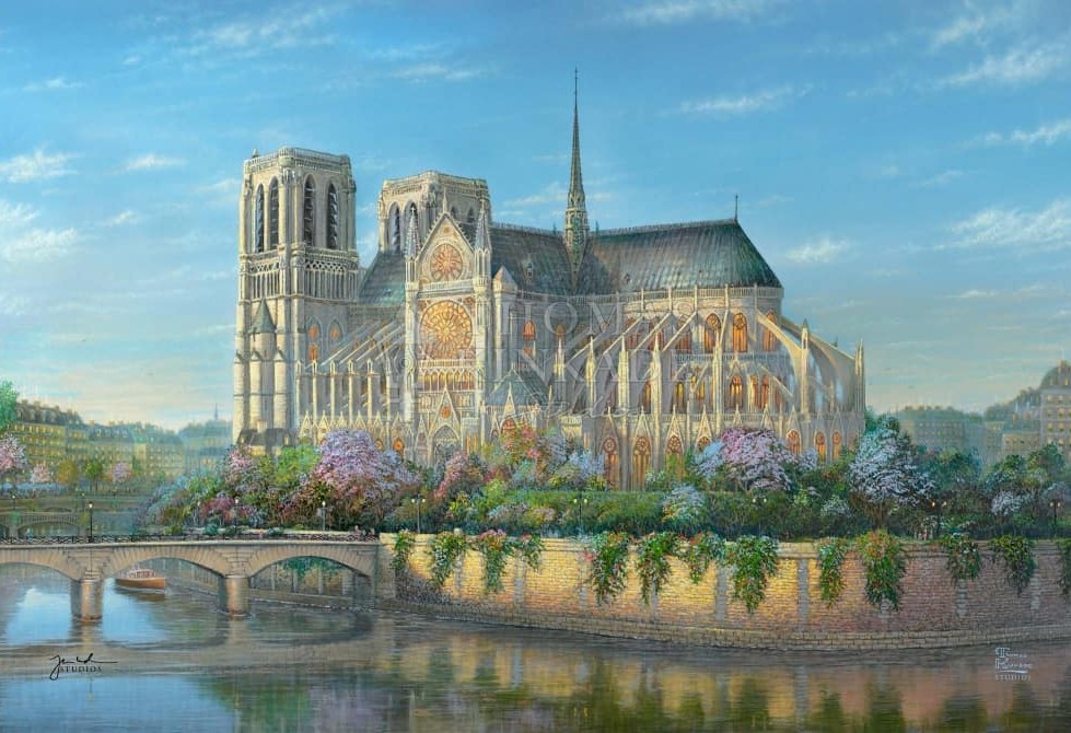 Limited Edition painting of Notre Dame by Thomas Kinkade Studios.