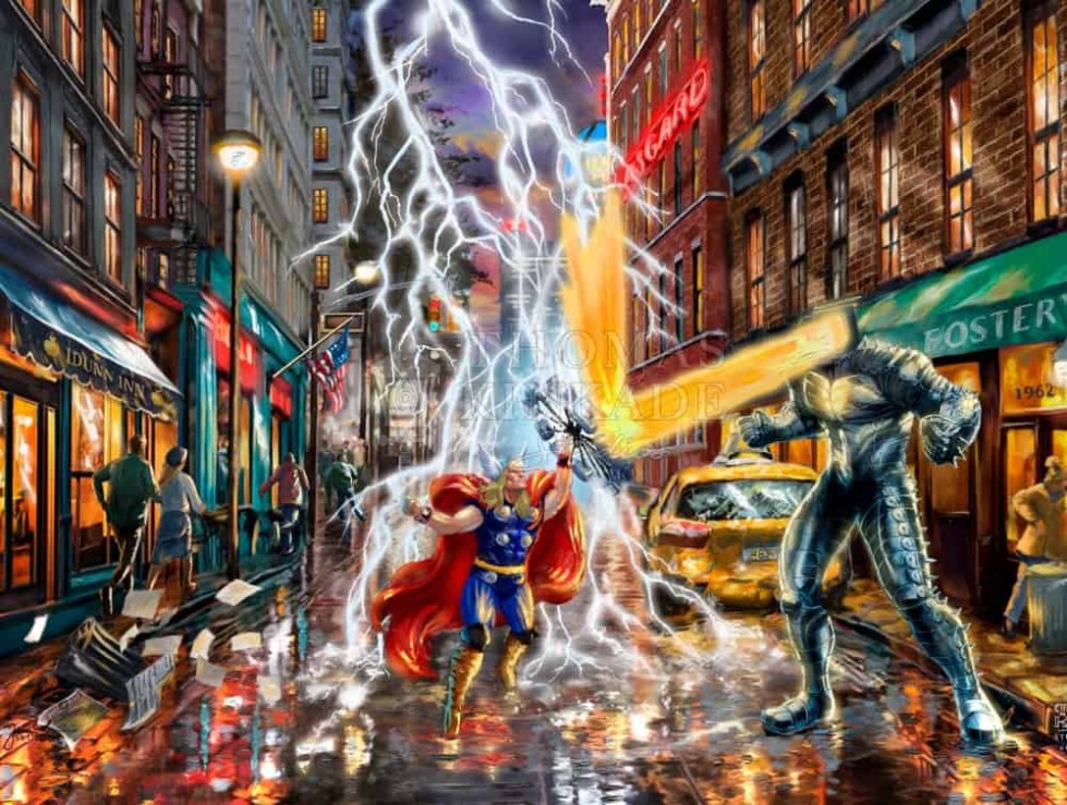 Limited Edition Marvel Thor Painting by Thomas Kinkade Studios.